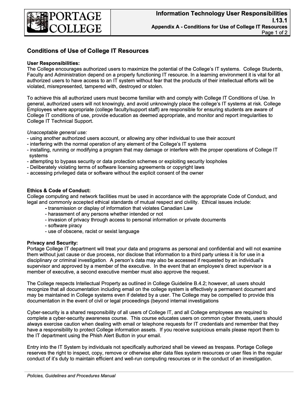 Student Information Technology User Responsibilities pg1